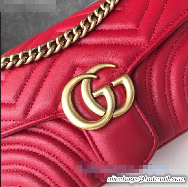 Best Quality Gucci GG Marmont Small Shoulder Bag 443497 Red/Gold 2021