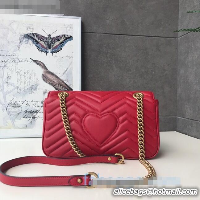 Best Quality Gucci GG Marmont Small Shoulder Bag 443497 Red/Gold 2021