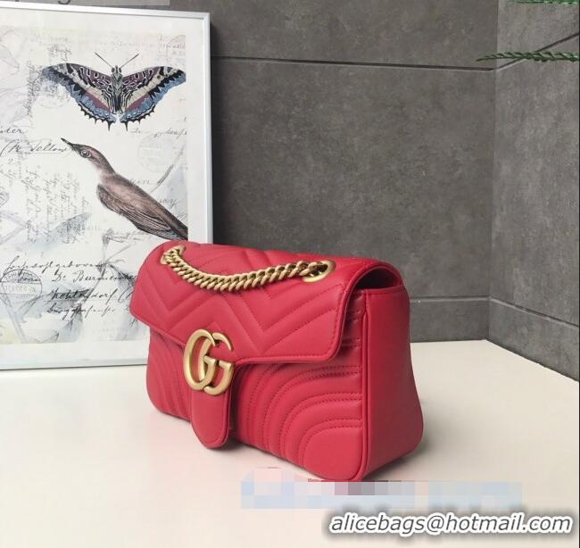 Best Quality Gucci GG Marmont Small Shoulder Bag 443497 Red/Gold 2021