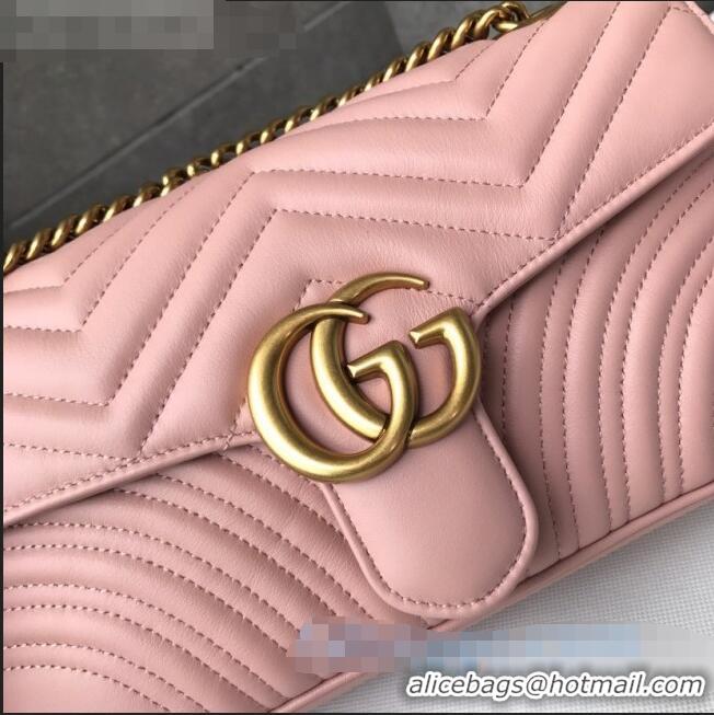 Best Price Gucci GG Marmont Small Shoulder Bag 443497 Pink/Gold 2021