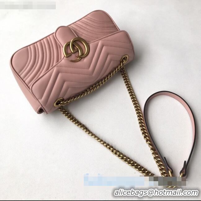 Best Price Gucci GG Marmont Small Shoulder Bag 443497 Pink/Gold 2021