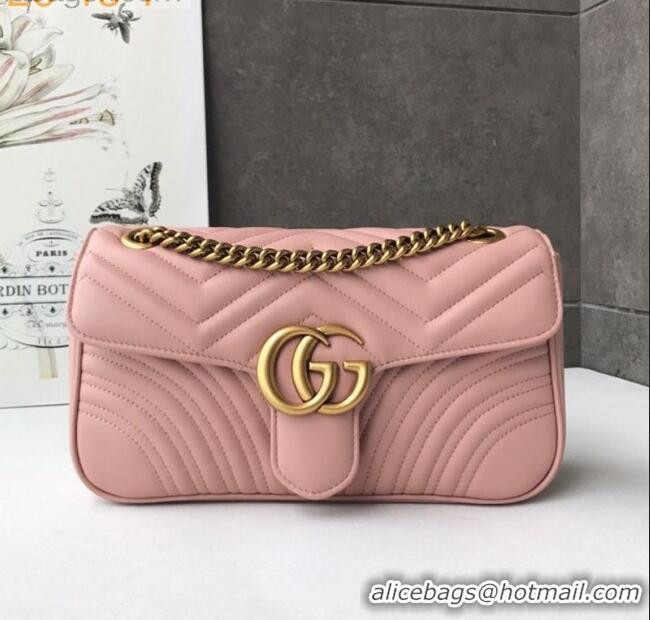 Best Price Gucci GG Marmont Small Shoulder Bag 443497 Pink/Gold 2021