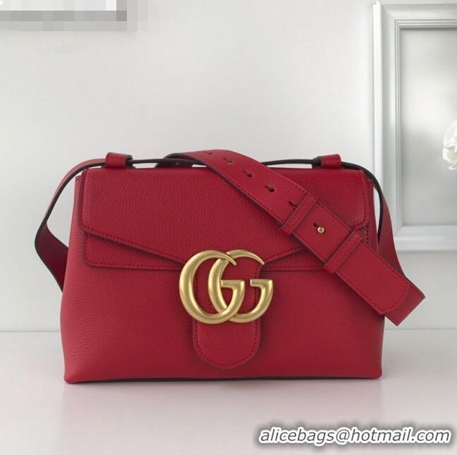 Noble Cheapest Gucci GG Marmont Leather Shoulder Bag 401173 Red 2021