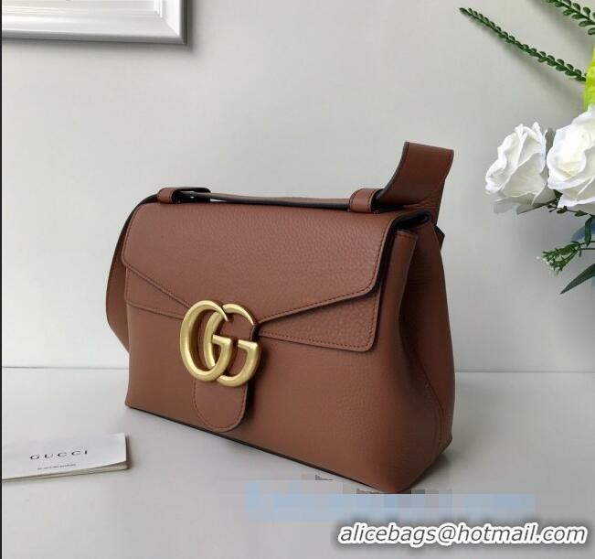 Buy Luxury Gucci GG Marmont Leather Shoulder Bag 401173 Light Brown 2021