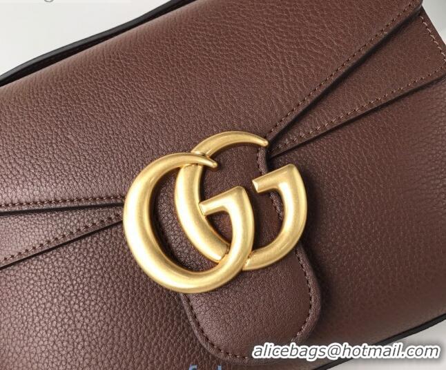 Top Design Gucci GG Marmont Leather Shoulder Bag 401173 Coffee Brown 2021