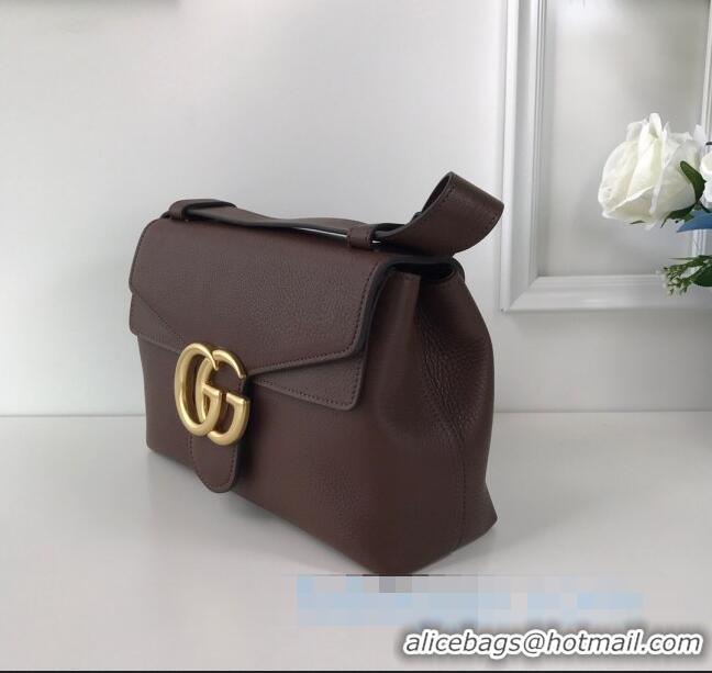 Top Design Gucci GG Marmont Leather Shoulder Bag 401173 Coffee Brown 2021