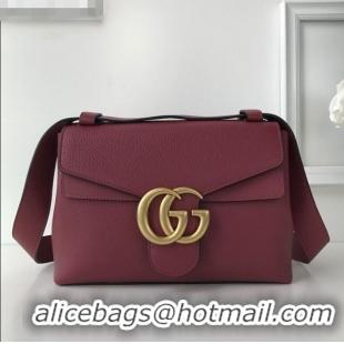 Low Price Gucci GG Marmont Leather Shoulder Bag 401173 Fuchsia 2021