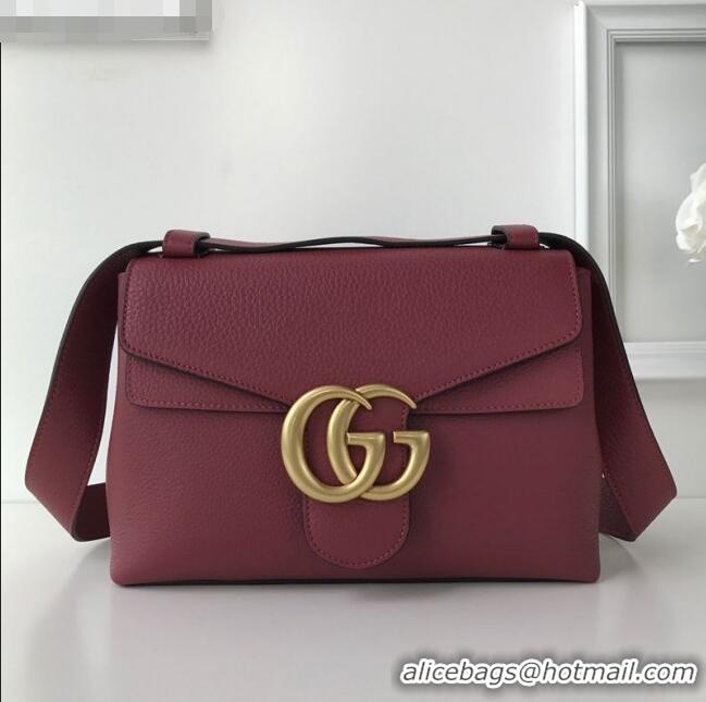 Low Price Gucci GG Marmont Leather Shoulder Bag 401173 Fuchsia 2021