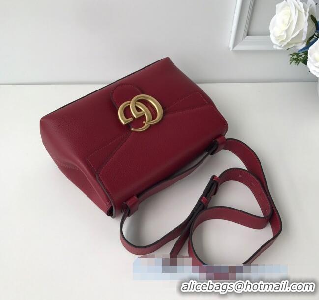 Top Grade Gucci GG Marmont Leather Shoulder Bag 401173 Burgundy 2021