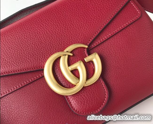 Top Grade Gucci GG Marmont Leather Shoulder Bag 401173 Burgundy 2021