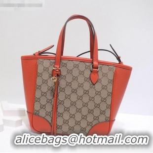 Purchase Grade Gucci GG Canvas and Leather Tote Bag 449241 Orange 2021