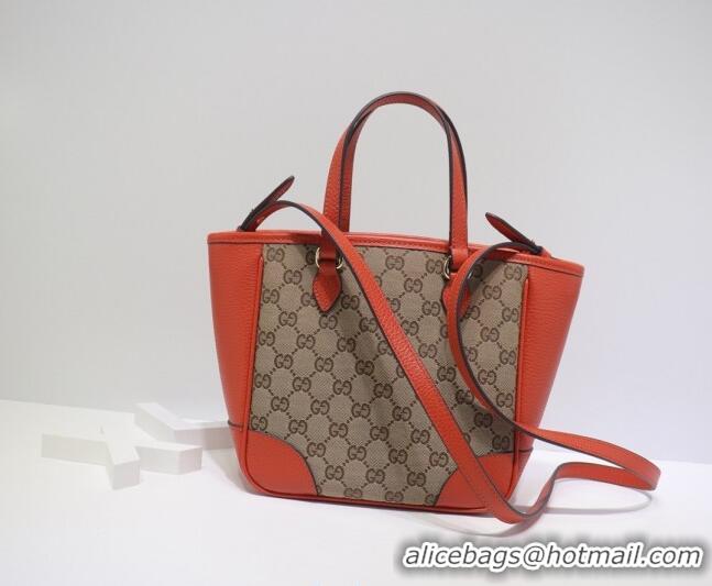 Purchase Grade Gucci GG Canvas and Leather Tote Bag 449241 Orange 2021