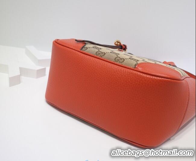 Purchase Grade Gucci GG Canvas and Leather Tote Bag 449241 Orange 2021