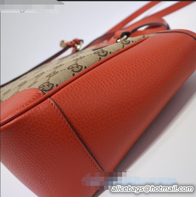 Purchase Grade Gucci GG Canvas and Leather Tote Bag 449241 Orange 2021