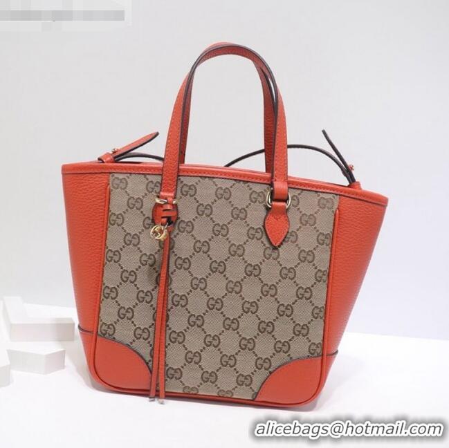 Purchase Grade Gucci GG Canvas and Leather Tote Bag 449241 Orange 2021