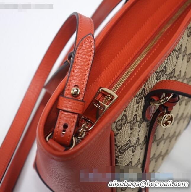 Purchase Grade Gucci GG Canvas and Leather Tote Bag 449241 Orange 2021