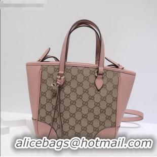 Reproduction Gucci GG Canvas and Leather Tote Bag 449241 Pink 2021