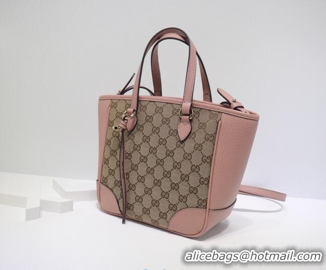 Reproduction Gucci GG Canvas and Leather Tote Bag 449241 Pink 2021