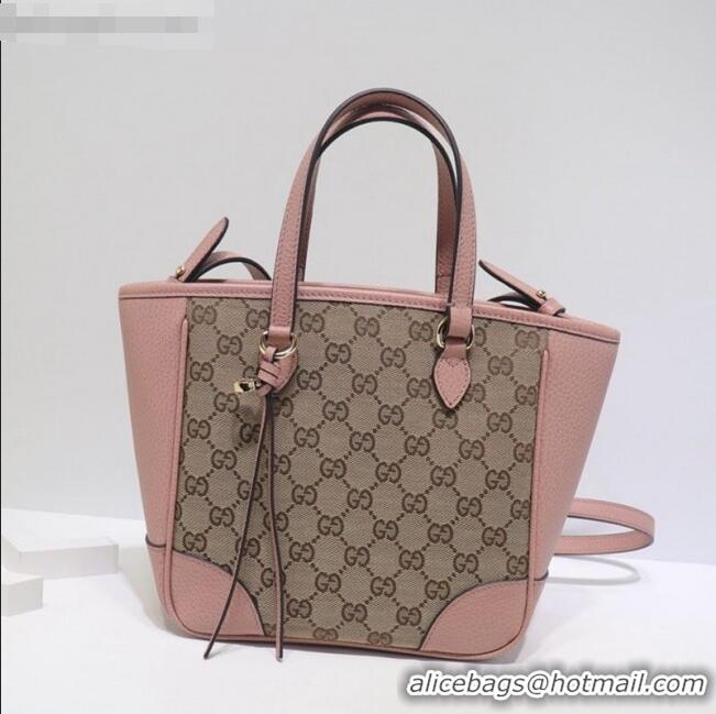 Reproduction Gucci GG Canvas and Leather Tote Bag 449241 Pink 2021