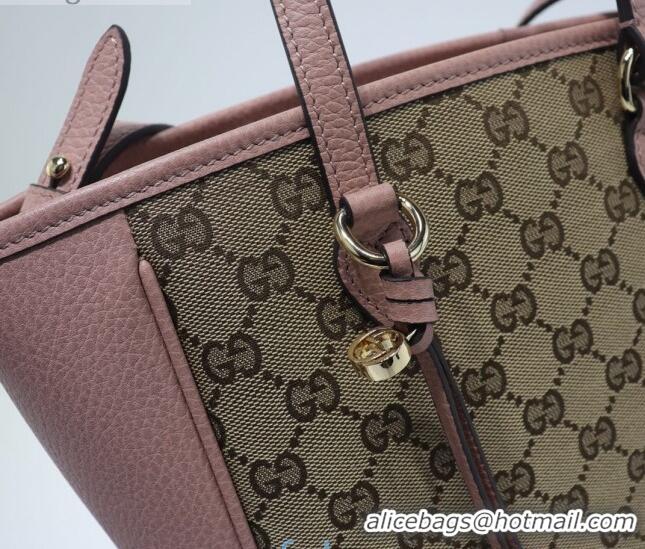 Reproduction Gucci GG Canvas and Leather Tote Bag 449241 Pink 2021