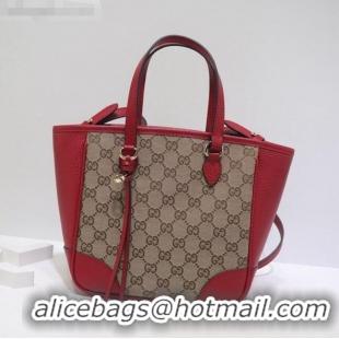 Cheap Price Gucci GG Canvas and Leather Tote Bag 449241 Red 2021