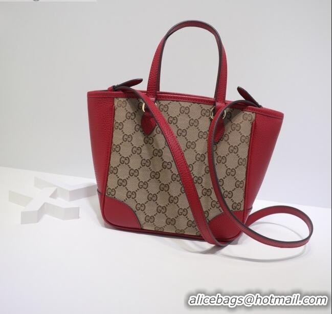 Cheap Price Gucci GG Canvas and Leather Tote Bag 449241 Red 2021