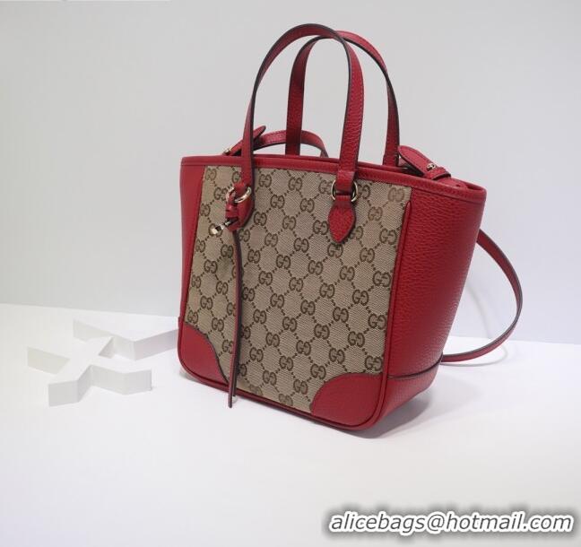 Cheap Price Gucci GG Canvas and Leather Tote Bag 449241 Red 2021