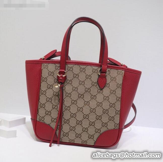 Cheap Price Gucci GG Canvas and Leather Tote Bag 449241 Red 2021