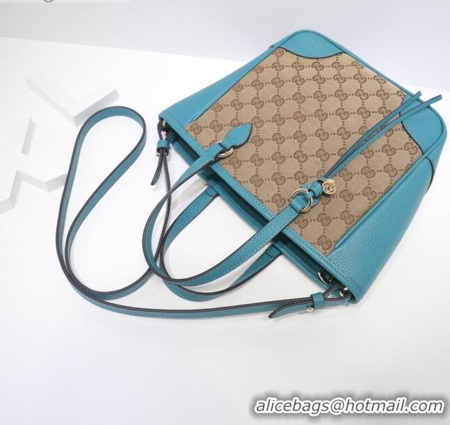 Buy Discount Gucci GG Canvas and Leather Tote Bag 449241 Blue 2021