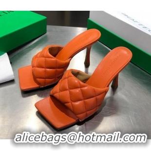 Top Quality Bottega Veneta Quilted Lambskin Square High-Heel Sandals 010708 Orange