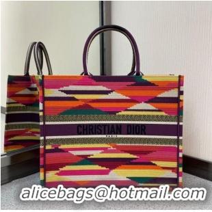 Top Grade DIOR BOOK TOTE Multicolor D-Stripes Embroidery M1286Z