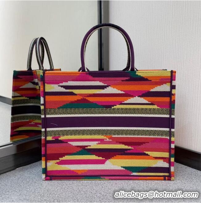 Top Grade DIOR BOOK TOTE Multicolor D-Stripes Embroidery M1286Z