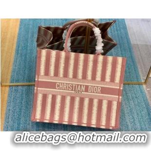 Traditional Discount DIOR BOOK TOTE D-Stripes Embroidery M1286 Pink