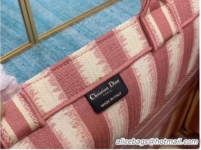 Traditional Discount DIOR BOOK TOTE D-Stripes Embroidery M1286 Pink