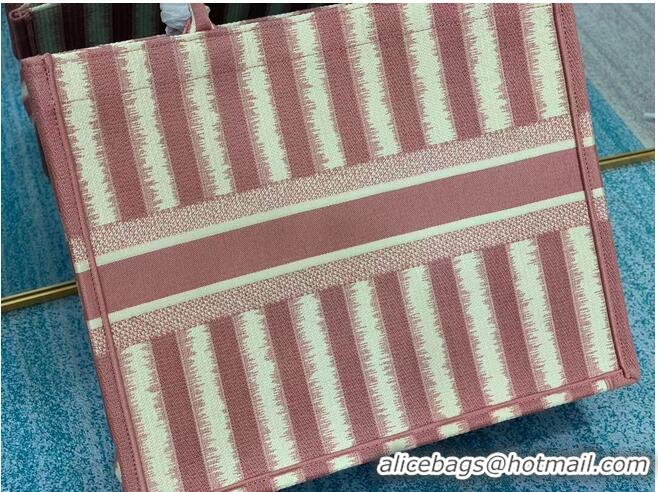 Traditional Discount DIOR BOOK TOTE D-Stripes Embroidery M1286 Pink