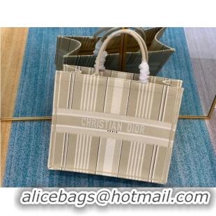 Popular DIOR BOOK TOTE Beige Stripes Embroidery M1286Z