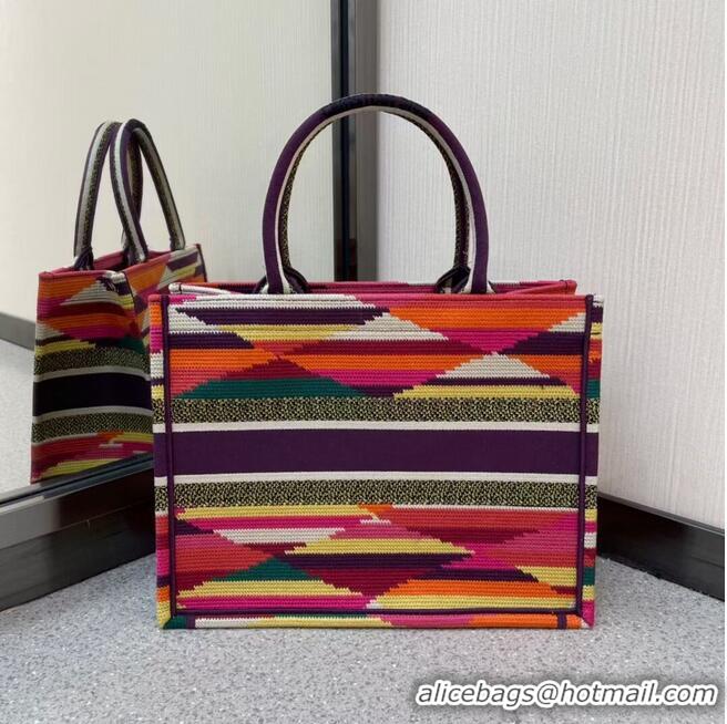 Shop Cheap DIOR BOOK TOTE Multicolor D-Stripes Embroidery M1287Z