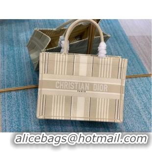 Elegant Promotional DIOR BOOK TOTE Beige Stripes Embroidery M1287Z