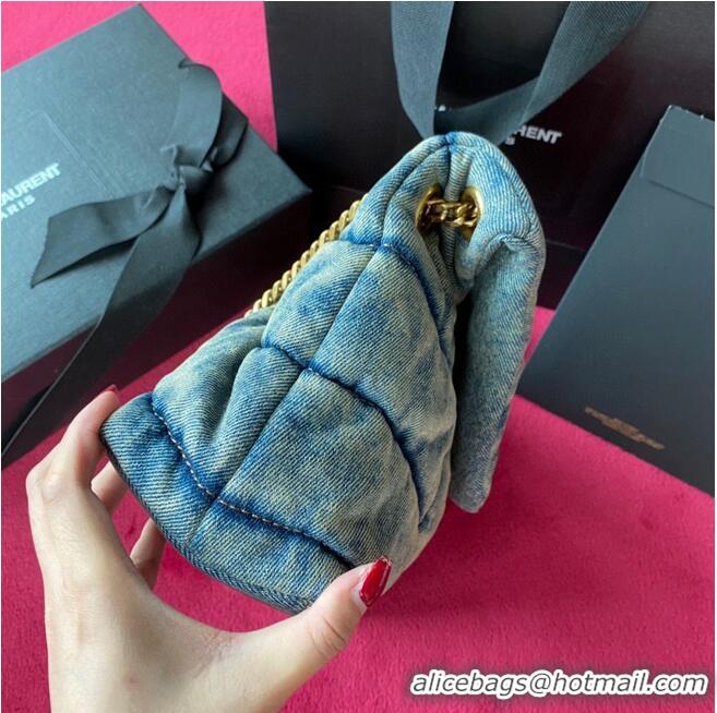 Best Price Yves Saint Laurent Loulou Puffer Small Denim Bag Y577476 Blue