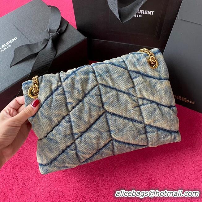 Best Price Yves Saint Laurent Loulou Puffer Small Denim Bag Y577476 Blue