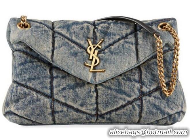 Best Price Yves Saint Laurent Loulou Puffer Small Denim Bag Y577476 Blue