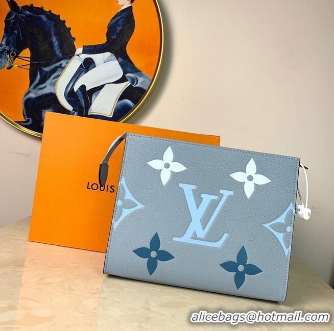 Low Price Louis Vuitton POCHETTE VOYAGE MM M80504 Blue & Saffron