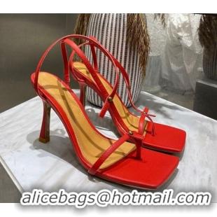 New Design Bottega Veneta Stretch Lambskin Strap Sandals 9cm 010789 Red