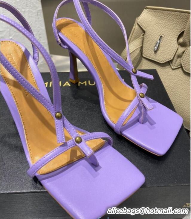 Popular Bottega Veneta Stretch Lambskin Strap Sandals 9cm 010789 Purple 