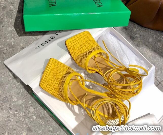 Top Quality Bottega Veneta Lambskin Mesh Sandals 9cm 107102 Yellow