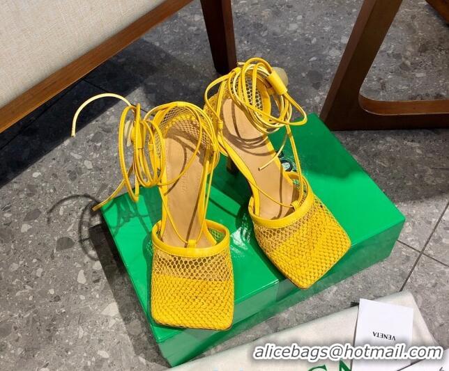 Top Quality Bottega Veneta Lambskin Mesh Sandals 9cm 107102 Yellow