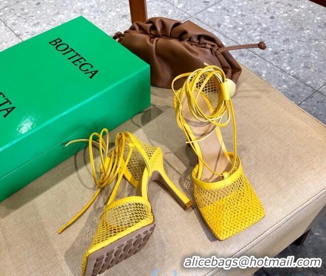 Top Quality Bottega Veneta Lambskin Mesh Sandals 9cm 107102 Yellow