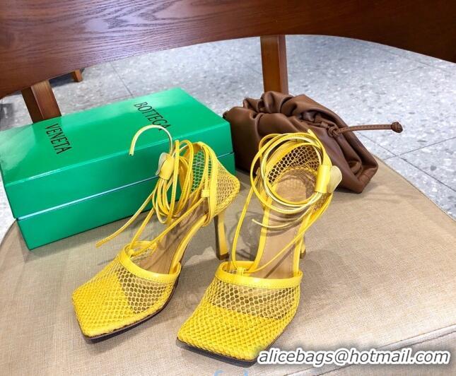 Top Quality Bottega Veneta Lambskin Mesh Sandals 9cm 107102 Yellow