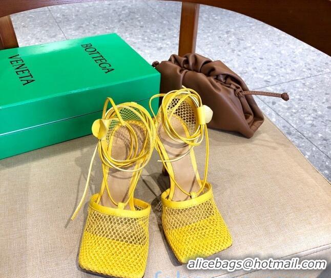 Top Quality Bottega Veneta Lambskin Mesh Sandals 9cm 107102 Yellow