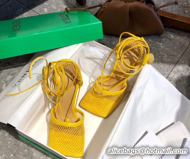 Top Quality Bottega Veneta Lambskin Mesh Sandals 9cm 107102 Yellow